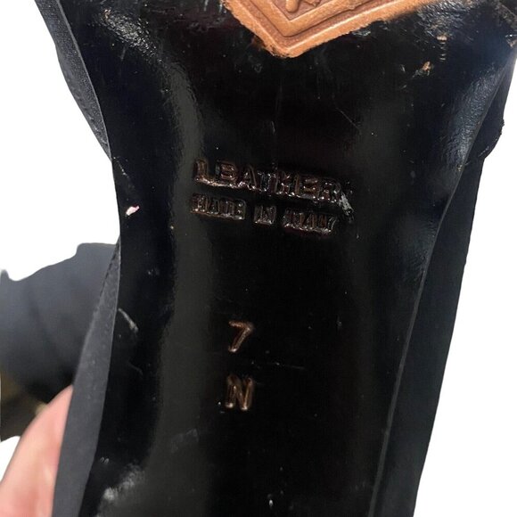 YVES SAINT LAURENT Women Pumps Size 7 Black D'orsay Pointy Toe Heels Career Work - Picture 15 of 16